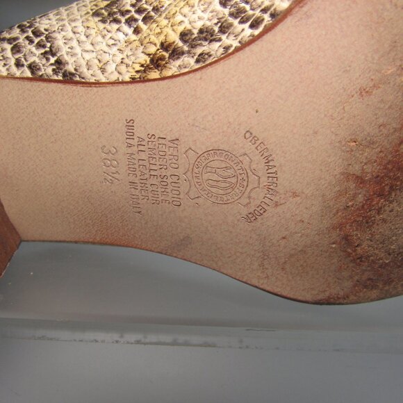 Brunella Made in Italy Snakeskin Print Leather Mules 38.5 (US 8) | Vintage Boho - Picture 8 of 9